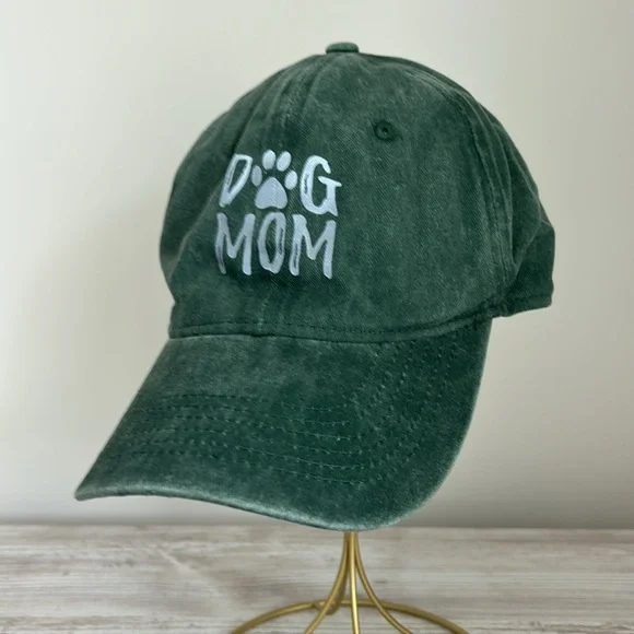 NWT Denim Dog mom printed logo green baseball cap - Picture 4 of 7